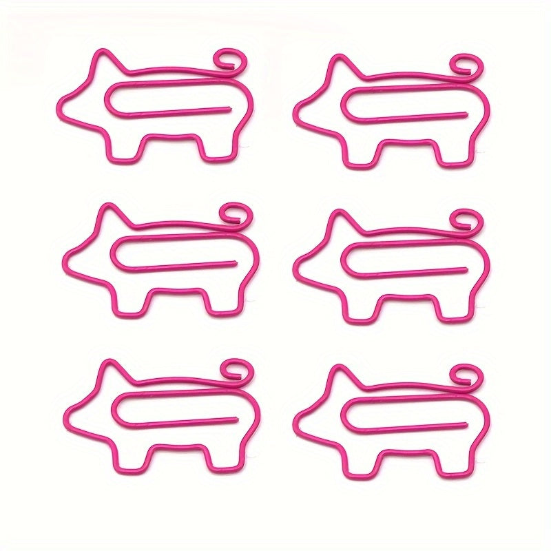 10pcs Piggy Paper Clips Creative Clips Rose Red Cartoon Office Data Clips