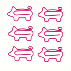 10pcs Piggy Paper Clips Creative Clips Rose Red Cartoon Office Data Clips