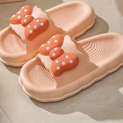 Women's Polka Dot Bow Slides Soft PVC Home Cloud Shoes