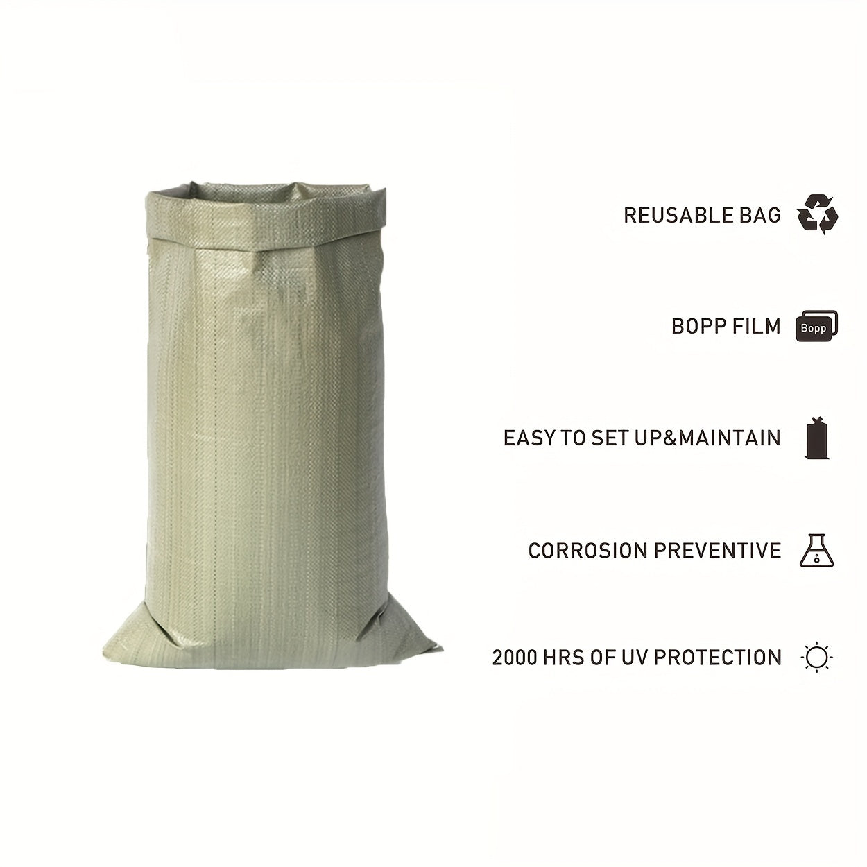 10pc Military Green Sandbags UV Protection & Ties Various Sizes