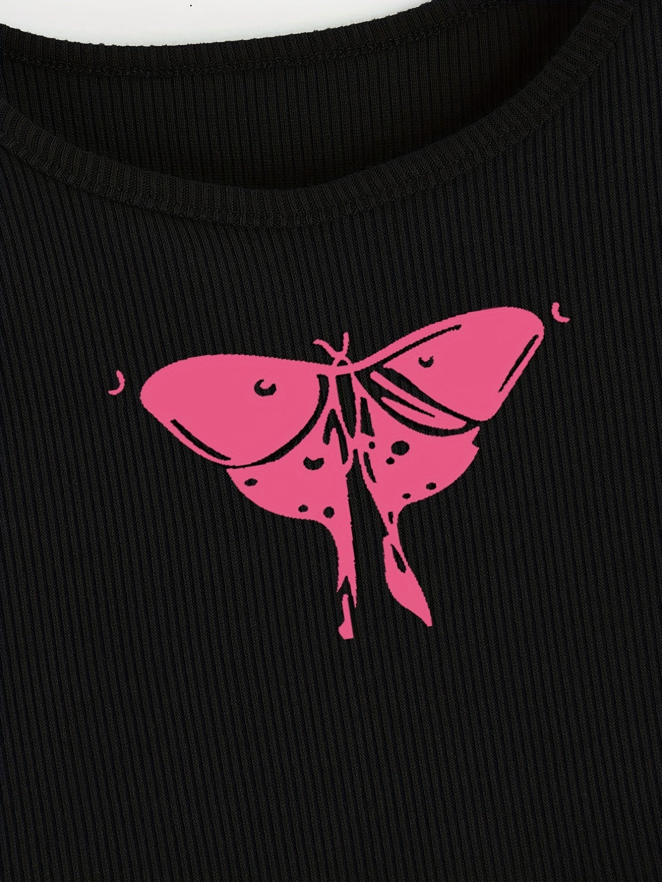 Butterfly Print Tank Top Y2K Crew Neck Summer Sleeveless Top