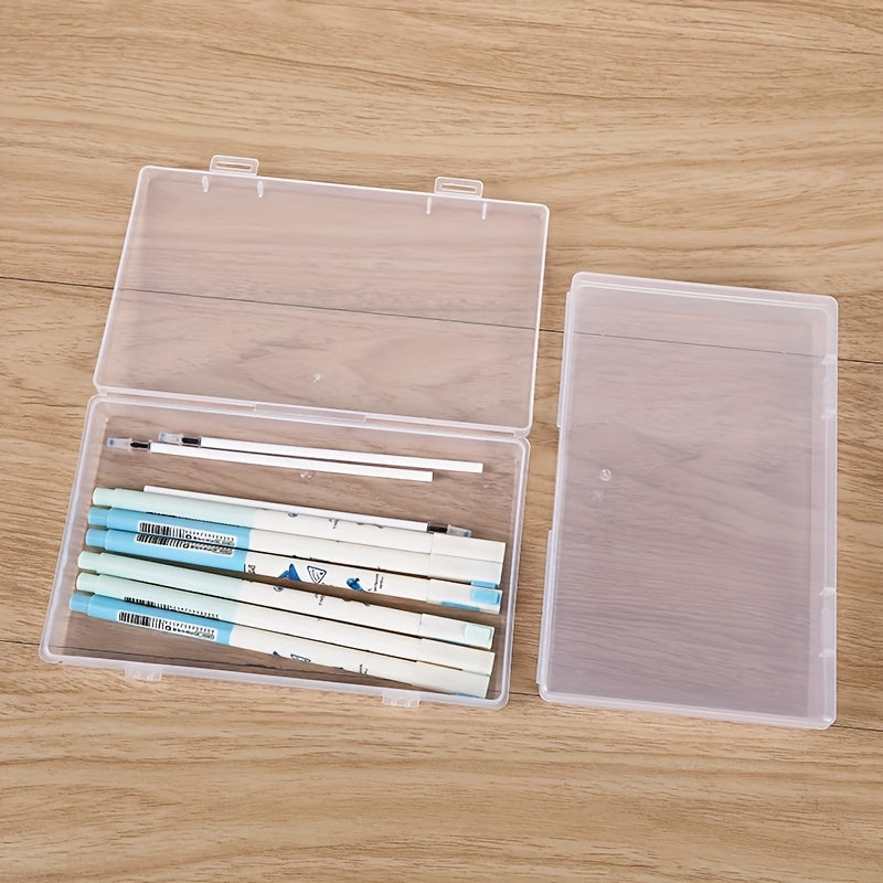 4pcs Transparent Stationery Box Rectangular Plastic Clear Tool Parts Small Box