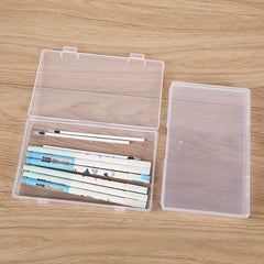 4pcs Transparent Stationery Box Rectangular Plastic Clear Tool Parts Small Box