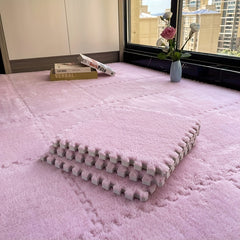 12pcs Plush Foam Floor Mat Interlocking Carpet Area Rug Anti Slip