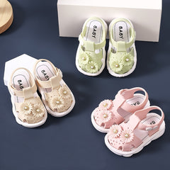 JIAGEYA Flower Decor Sandals Girls Lightweight Breathable Sandals