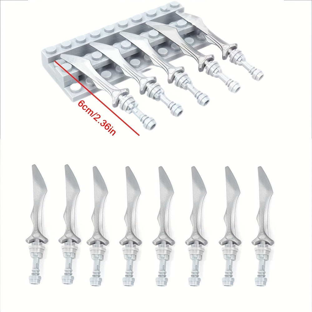 9pcs Silvery Weapon Building Blocks Knight Warrior Duel Toy Acces