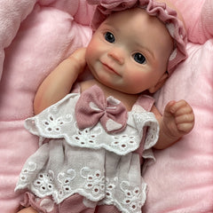 27" Silicone Reborn Girl Doll with Pink Lace Dress & Headband