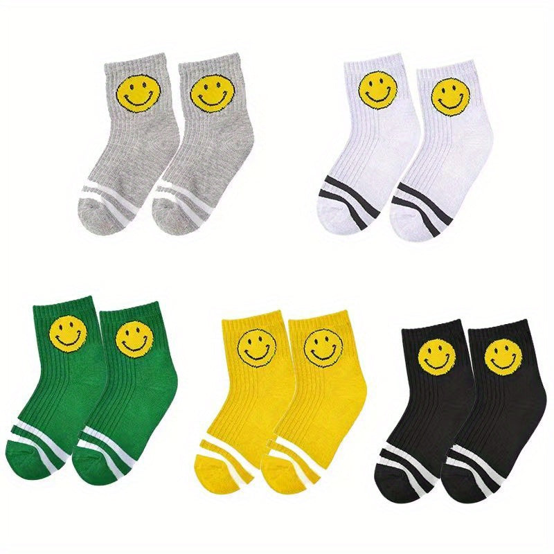 Kids Smile Face Print Socks for Spring Autumn