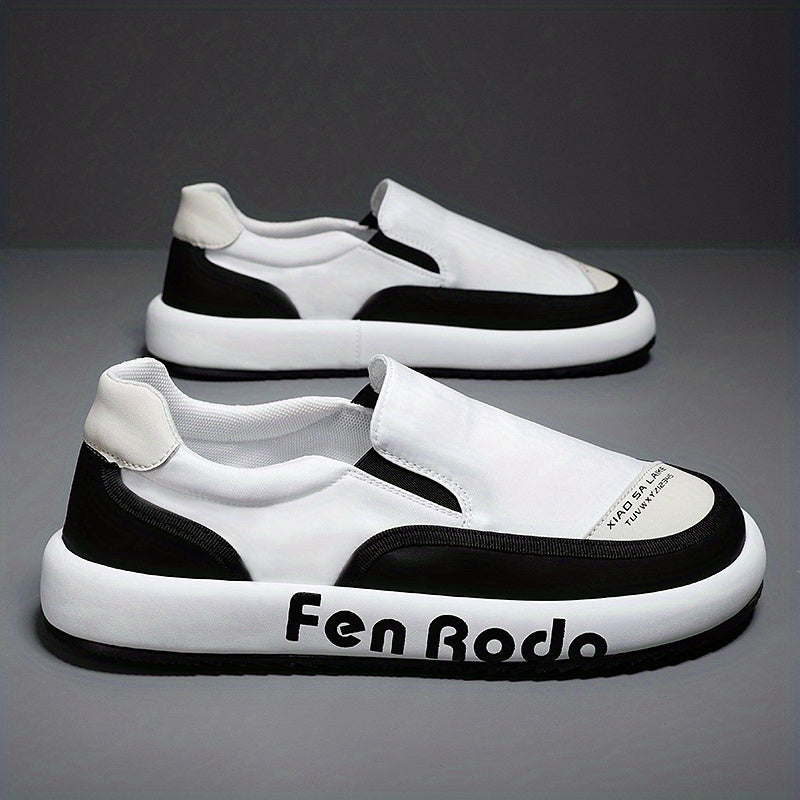 Men's Letters Print Slip On Skate Shoes Casual Walking Shoes