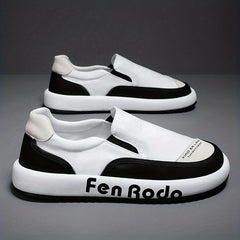 Men's Letters Print Slip On Skate Shoes Casual Walking Shoes