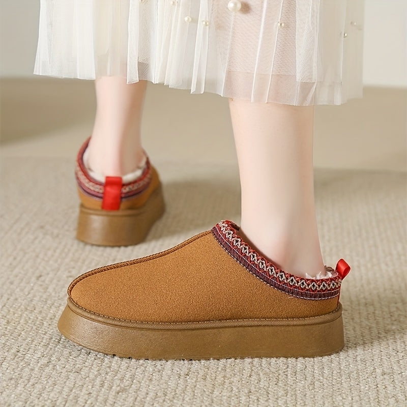 Women's Plush Lined Snow Boots Slip On Winter Ankle Boots