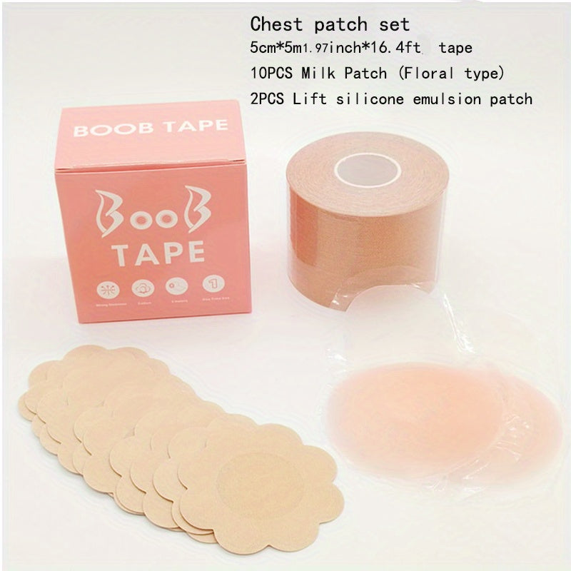 Waterproof Breast Lift Tape & Nipple Pasties Set for Strapless Dresses