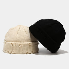 Unisex Woolen Retro Ripped Hip-hop Knitted Hat