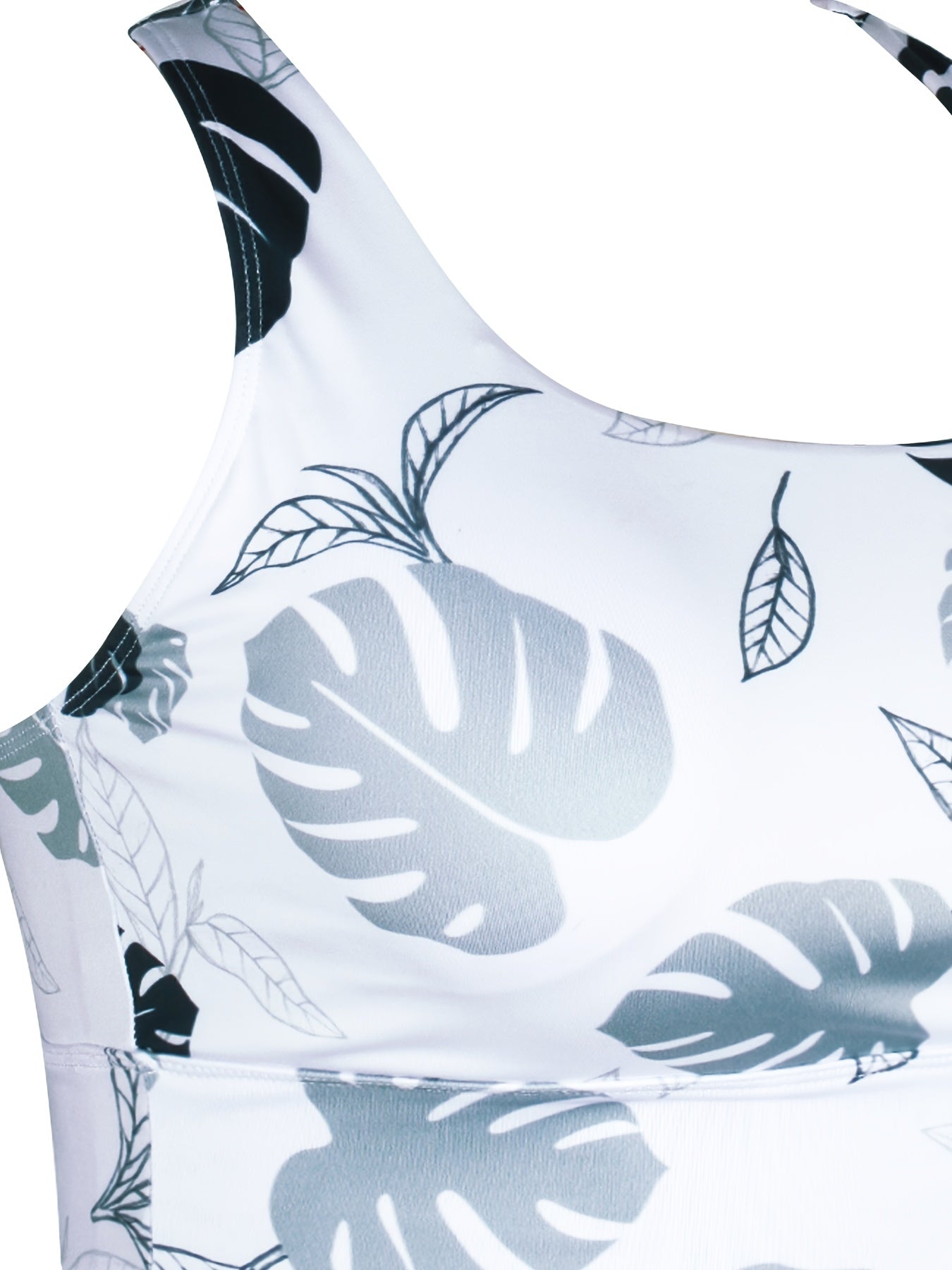Leaf Print Racer Back Sports Bra
