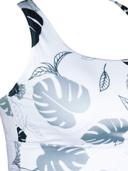 Leaf Print Racer Back Sports Bra