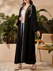 Embroidered Long Sleeve Abaya Dress