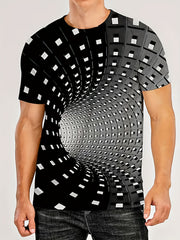 Optical Illusion Men's T-shirt Stretch Tees For Summer
