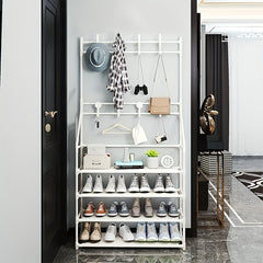 1pc Standing Coat Rack With 4 5 Layers Of Storage And 8 Double Hooks