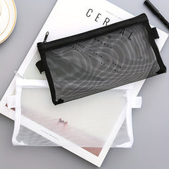 Transparent Mesh Student Pencil Bag Zipper Pencil Case