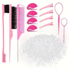 Hair Accessories Set: 2000 Elastic Bands, 4 Cutters, 4 Clips, 5 Stylin