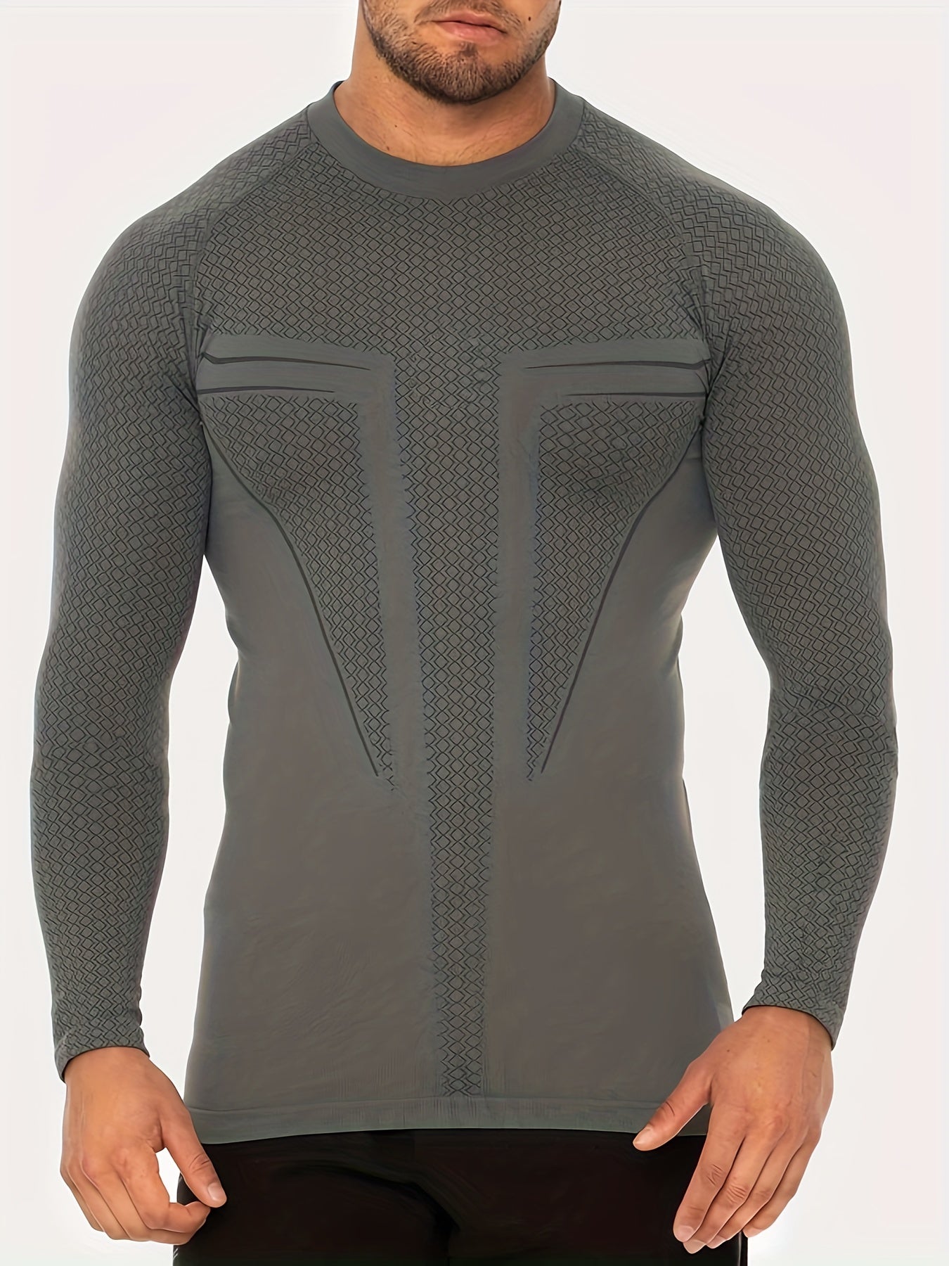 Men's Quick Drying Long Sleeve Shirt - Crew Neck Sweat Absorbing Undershirts