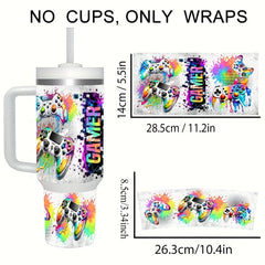 2pcs Gamer Gamepad Decorative Paper Packaging for 40oz Glass Cup Set