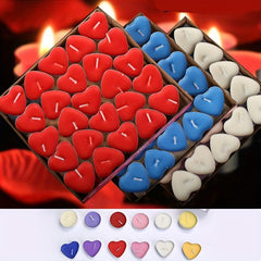 50pcs Heart Shaped Tea Wax Candles for Proposal and Holiday Decoration
