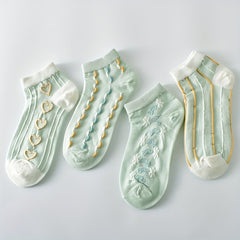 5 Pairs 3D Textured Short Socks Women's Stockings