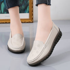 Women's Low Wedge Loafers Lightweight Non Slip Comfortable Slip On Shoes