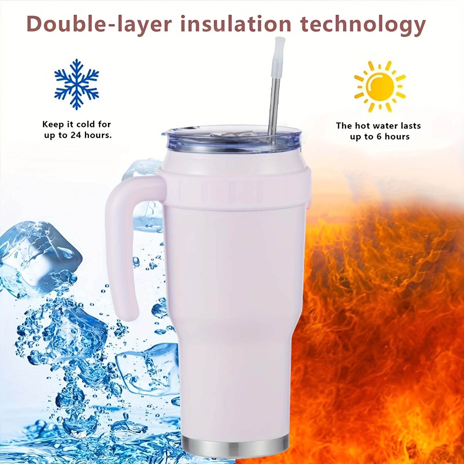 40oz Insulation Cup With Handle And Straw Lid Stainless Steel