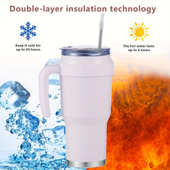40oz Insulation Cup With Handle And Straw Lid Stainless Steel