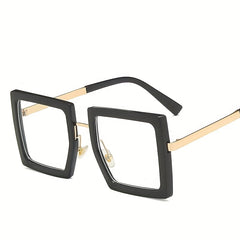 Men's Thick Square Frame Flat Light Mirror Anti Light Glasses Preppy Eyewear