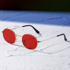 Steampunk Oval Metal Frame Sunglasses Vintage Style UV400