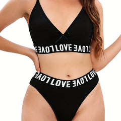 Letter Print Bra & Panties Lingerie Set