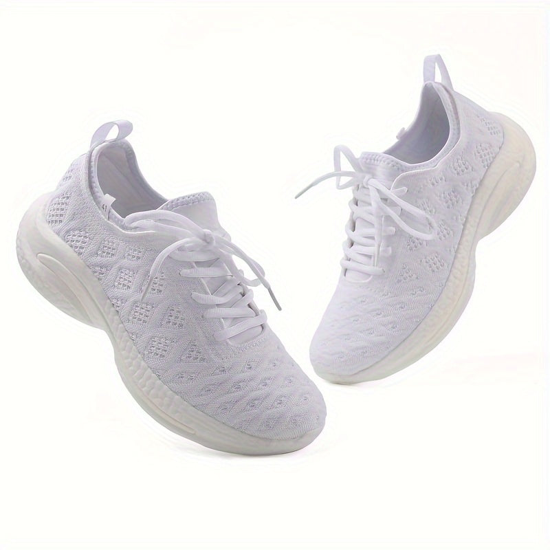 Men's Knit Running Shoes Breathable Soft Sole Sneakers Lace Up Outdoor Jogging