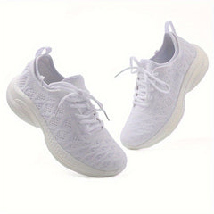 Men's Knit Running Shoes Breathable Soft Sole Sneakers Lace Up Outdoor Jogging