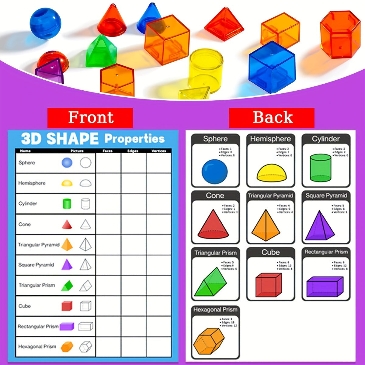 Translucent 3D Geometric Shapes for Kids
