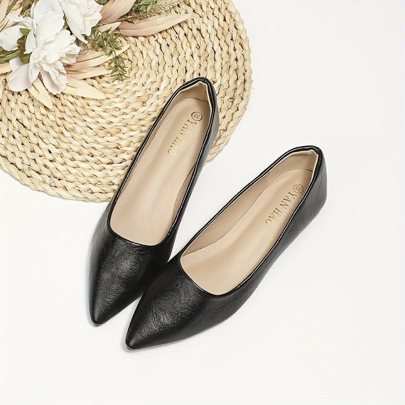 Women's Pointed Toe Ballet Flats Soft Sole Slip On Work Shoes