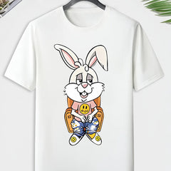 Men's Cartoon Rabbit Print T shirt Outdoor Tee