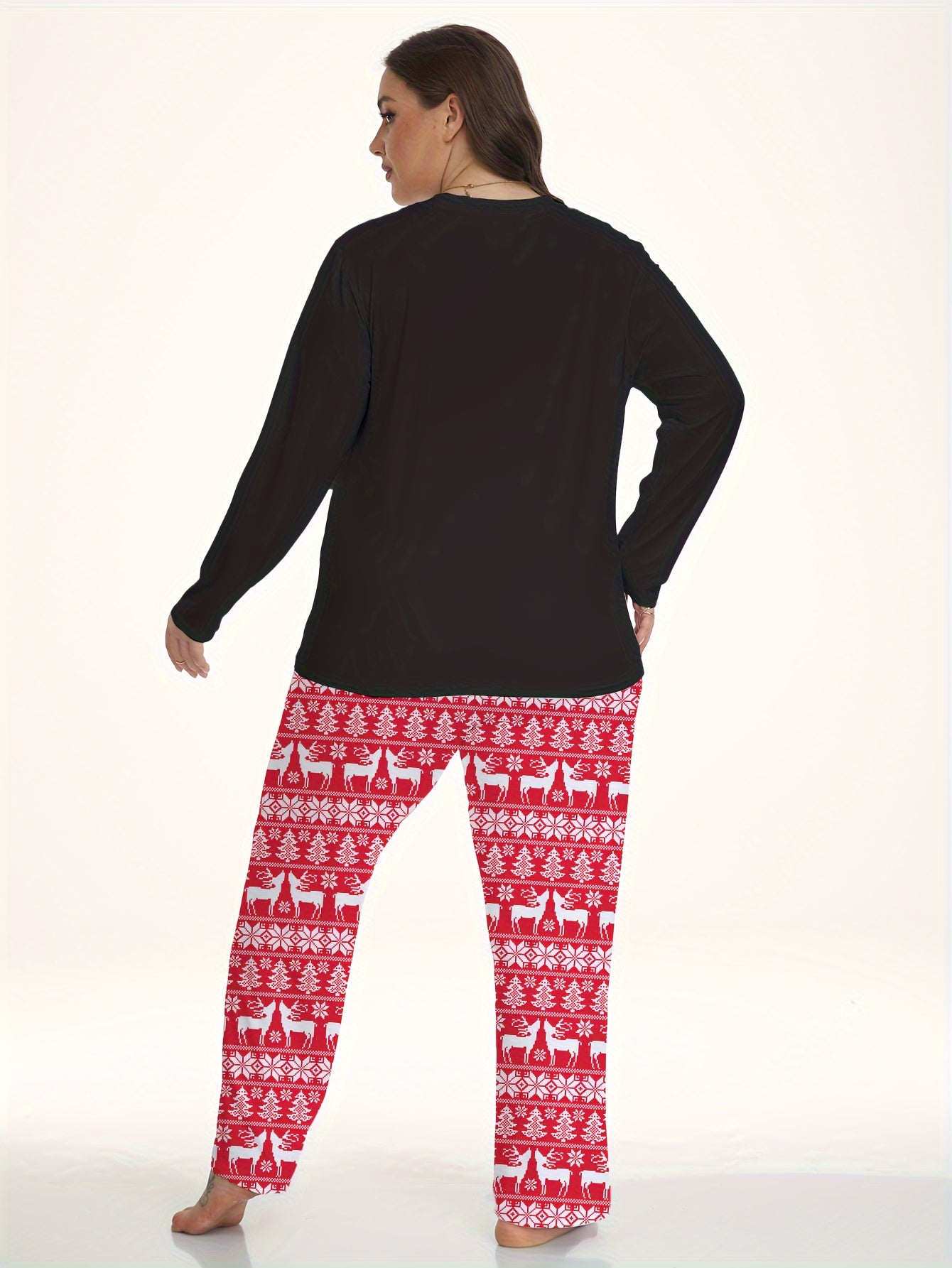 Casual Pajama Set Women's Plus Letter & Number Print Tee