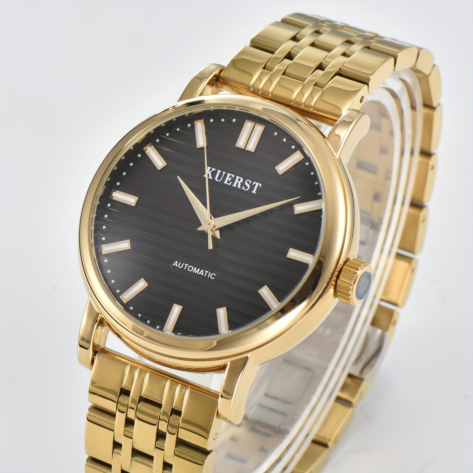 KUERST Men's Steel Belt Automatic Mechanical Watch Night Light Classic Watches