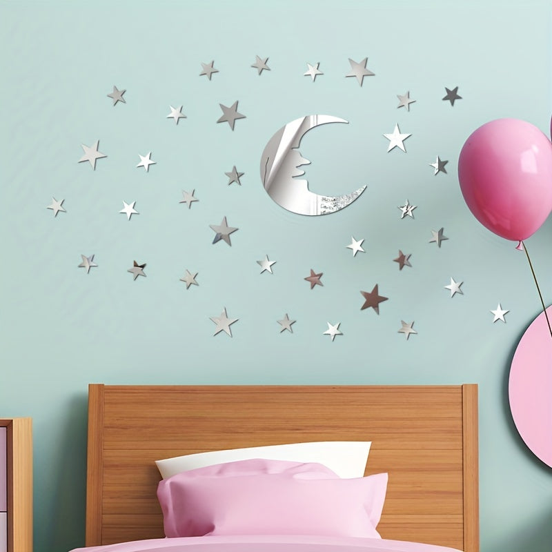10pcs Fluffy Cloud Reflective Mirror Wall Stickers