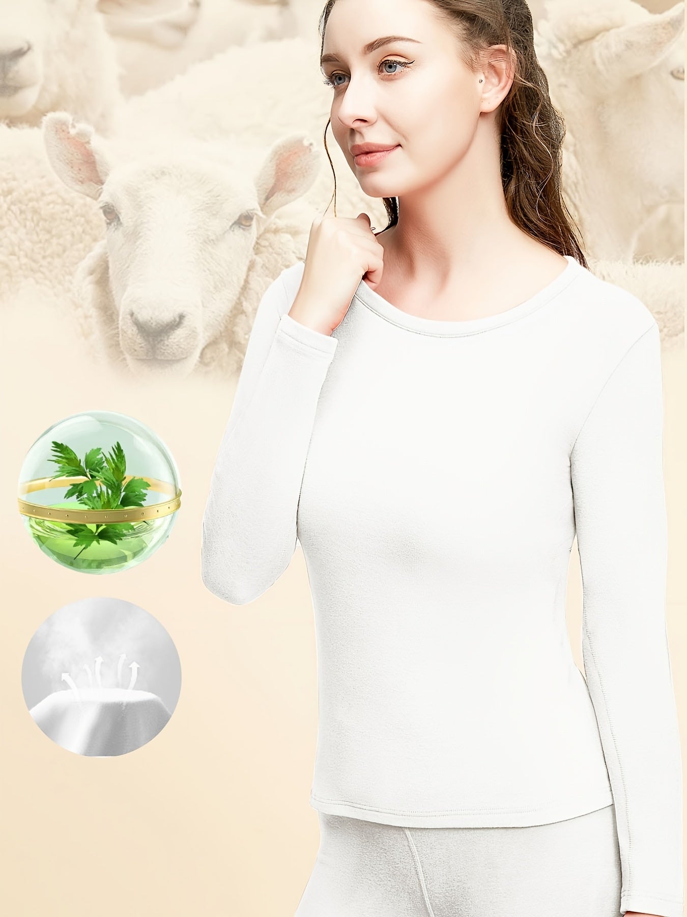 Women's Stretchy Thermal Top Soft Plush Crew Neck Base Layer