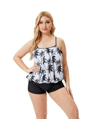 Floral Print Colorblock Bikini Set Women's Plus Size