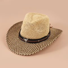 Vintage Jazz Hat with Faux Jade Belt Straw