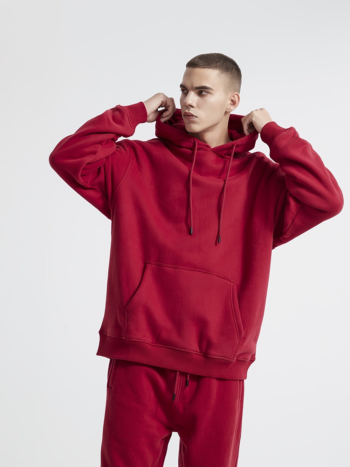 MINIPIGGY Men's Red Sports Hoodie With Pocket
