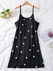 3 Piece Plus Size Heart Print Nightdress Set