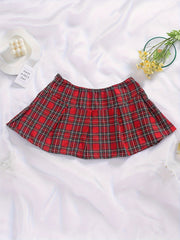 Colorblock Plaid Skirt Seductive Mini Skirt Women's Sexy Lingerie