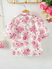 Girls Teens Applique Short Sleeve Top Summer Shirt