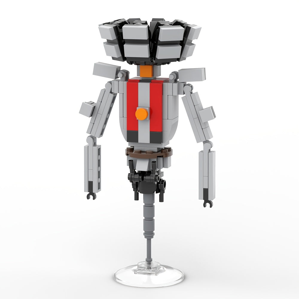 Mecha Toilet Cartoon Figure Block Model MOC Red Accents Perfect Gift for Fans